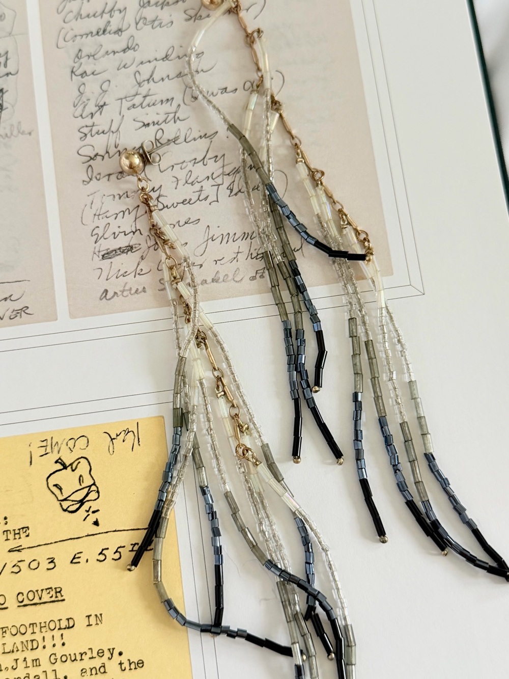 LONG BEADED FRINGE OMBRÉ STATEMENT EARRINGS